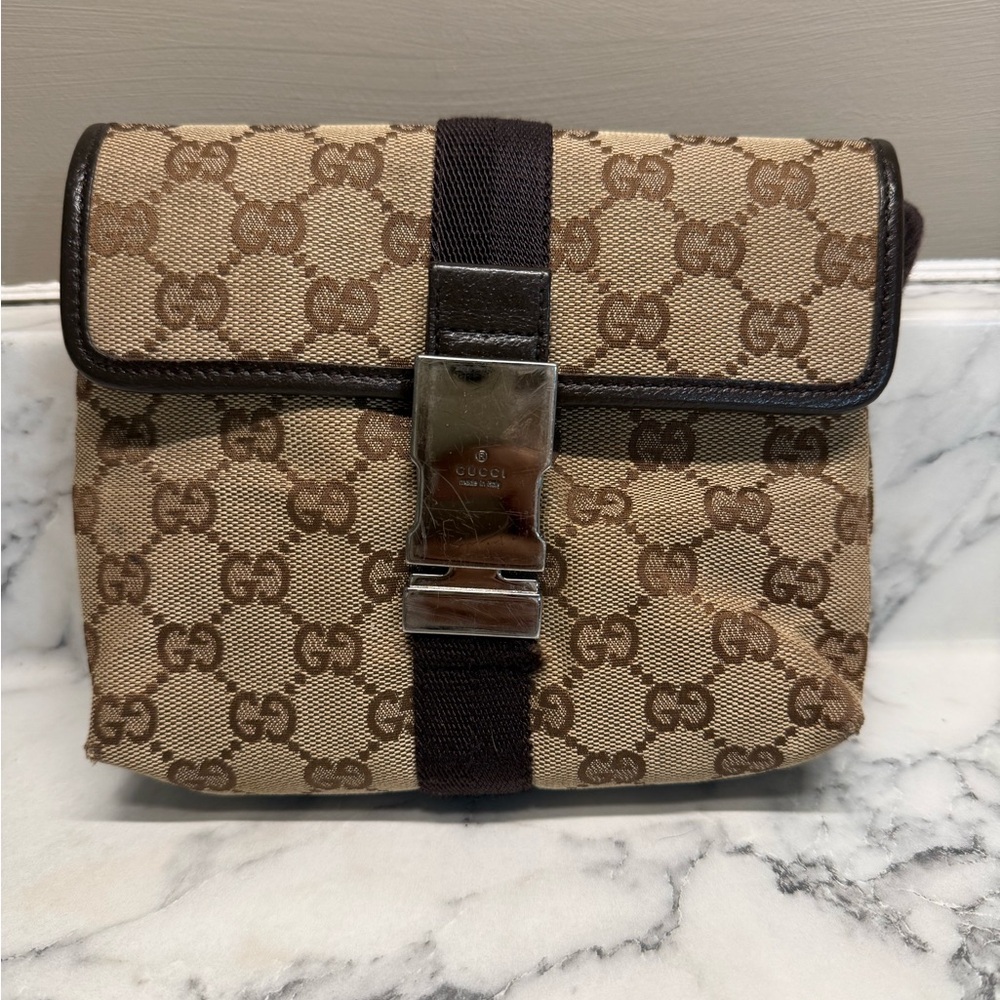 Gucci Monogram Belt/ Waist Bag Brown